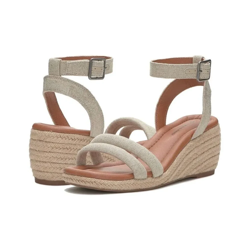 Lucky Brand Women's Nasli Espadrille Wedge Sandal Heel Natural/Platinum Size 8.5